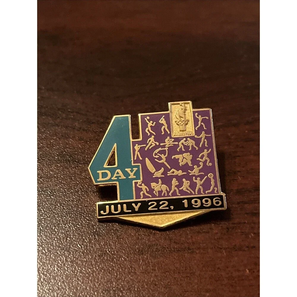 Vintage 1996 Atlanta Olympics Day 4 Of The Games July 22nd Lapel Hat Pin
